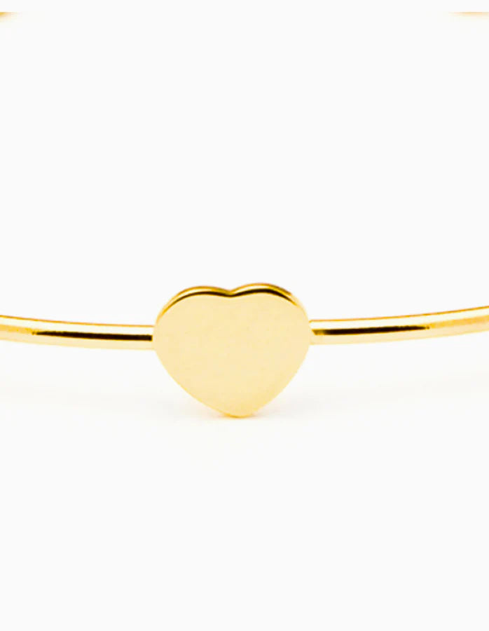 14K Yellow Gold Heart Bangle Bracelet