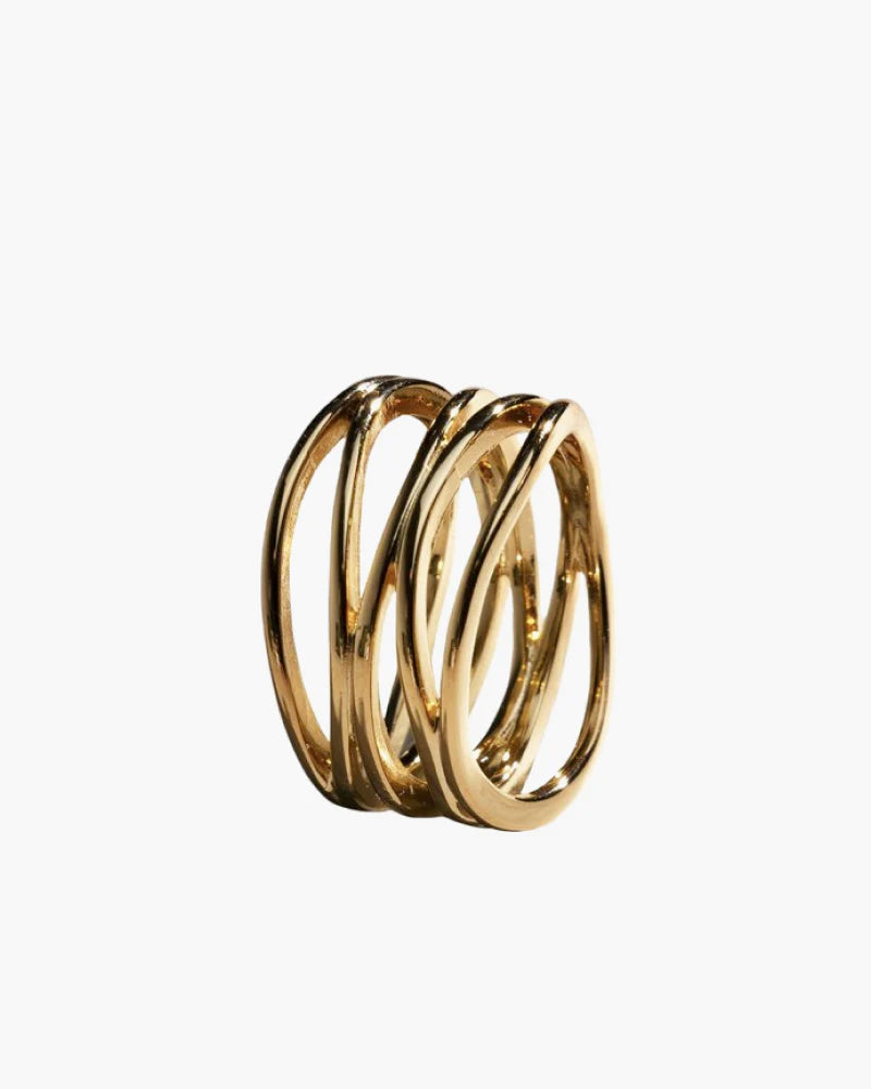 Cross Ring Intertwined Gold Ring